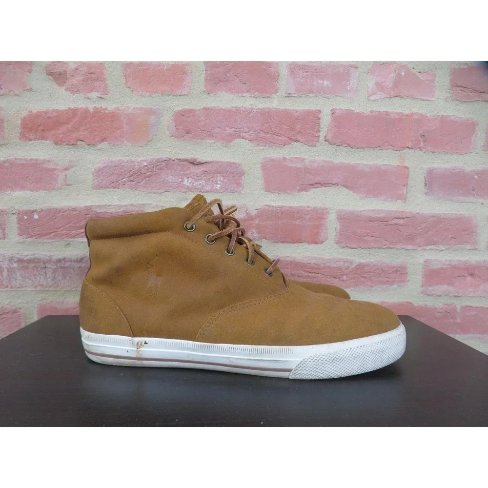 Polo Ralph Lauren Zale Shoes Mens Size 10.5 Brown Suede Mid Top Casual Comfort
